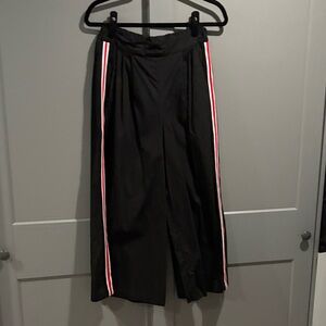 Anthropologie Maeve Black Wide-Leg Pants copped with Red and White Stripes